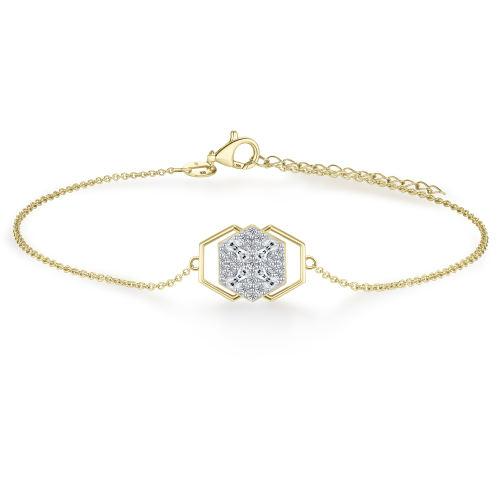 De Gisser armband, modelnummer B1050Y, is een halfopen goudgeplateerde armband met zirkonia's. Het valt onder de categorie sieraden en is specifiek een armband. Draag deze elegante armband bij een avondoutfit of als opvallend accessoire bij je dagelijkse styling om elke look een verfijnde touch te geven. De armband heeft een lengte verstelbaar tussen 17 en 20 cm 