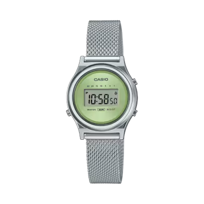 Schitter in stijl met een kleiner rond horloge met een minimalistisch ontwerp.

Met een diameter van slechts 26,3 mm biedt de kleine ronde behuizing een delicaat ontwerp voor een stijlvol accessoire. Het zonnestraalpatroon van de wijzerplaat in een zachte, rustgevende kleur voegt een laatste vleugje verfijnde glans toe.

De stopwatch, het alarm en andere handige functies maken het leven veel gemakkelijker.