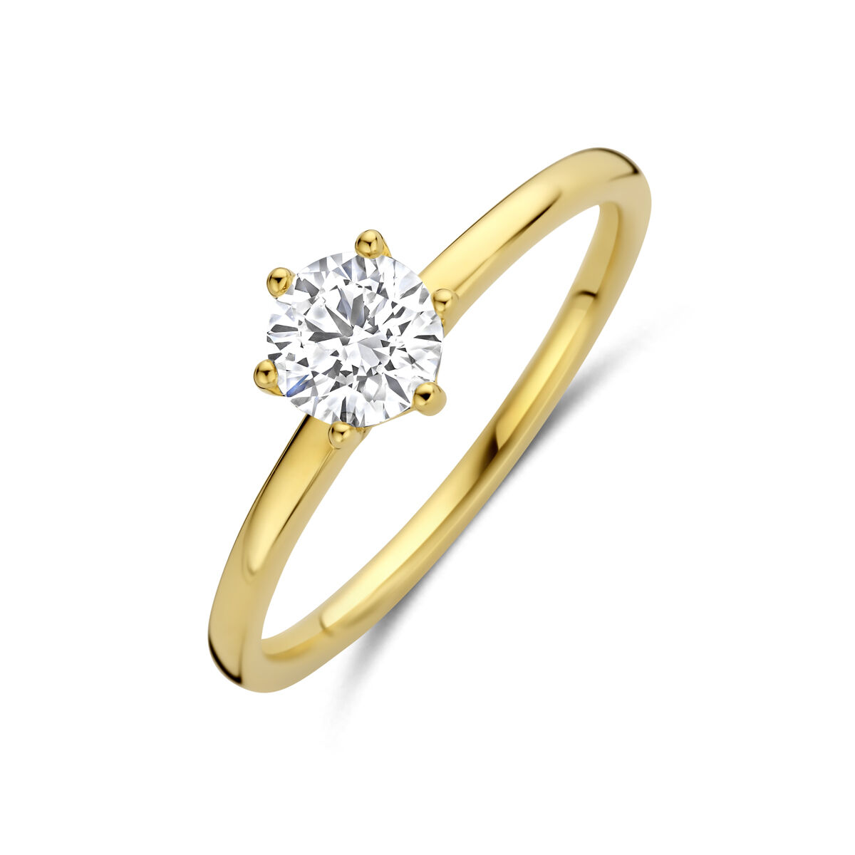 Deze 14k Geelgouden ring is uitgevoerd met een lab grown diamant. Het totale diamantgewicht is 0.50ct. Onder extreem hoge druk en temperatuur wordt het natuurlijk ontstaansproces nagebootst met als eindresultaat een diamant met dezelfde chemische eigenschappen maar met een andere oorsprong.

De maat van de ring is 56 (17,75mm). Heeft u een andere maat? Neem dan gerust contact met ons op.

Dit artikel wordt geleverd met certificaat van de diamant.