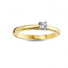Solitair 18 kt bicolor met diamant
