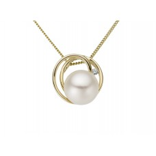 Hanger met parel en diamant geel 18 kt