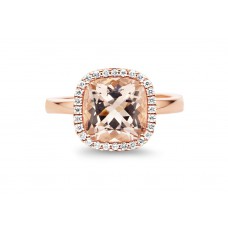 Ring ros&eacute;goud 18 kt met Morganite en diamant