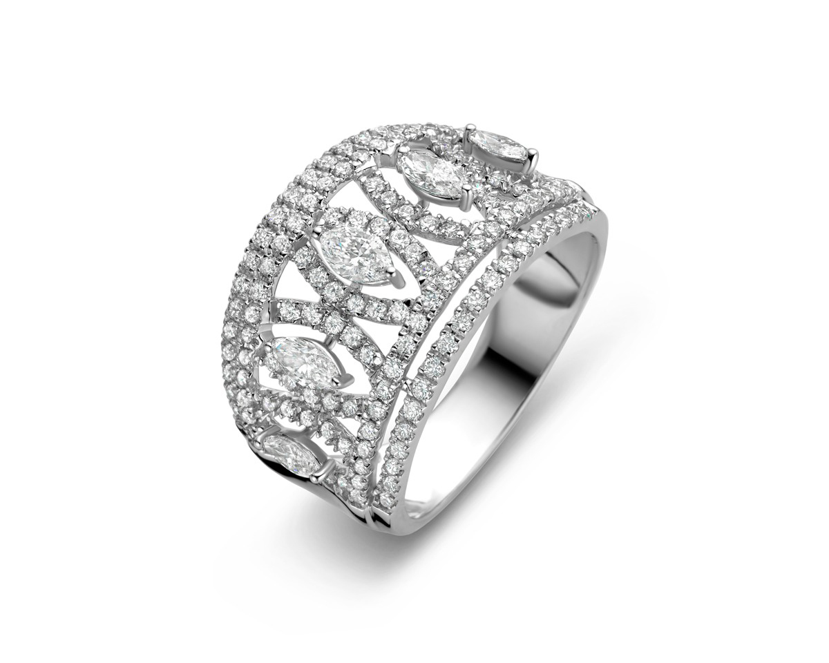 Ring in wit goud 18 k met briljant uit de Davice Collectie 