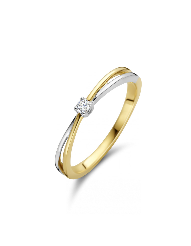 Sofia is elegant en combineerbaar met zowel geel- als witgouden sieraden. Uitgevoerd in bicolor 14 karaats goud met een briljant geslepen diamant van 0.05 crt H/Si, die stijlvol alles samenvoegt.
