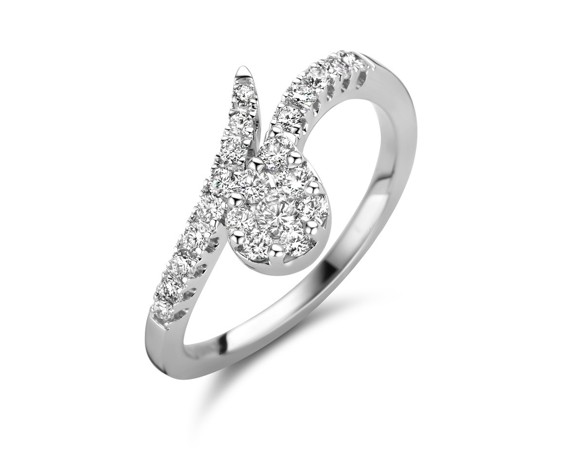Ring in wit goud 18 k met Briljant 0.50 ct  van de Italiaanse collectie Davice 