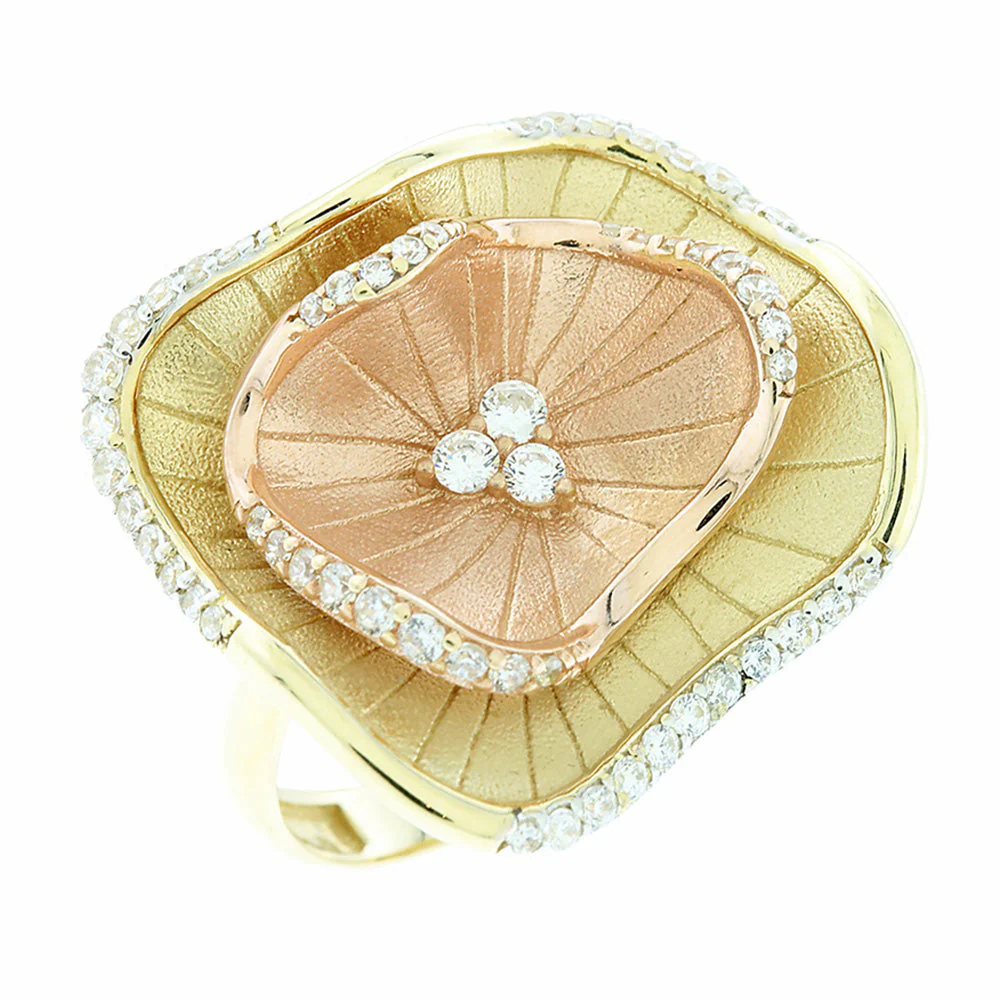 18k geel/roodgouden ring met diamant