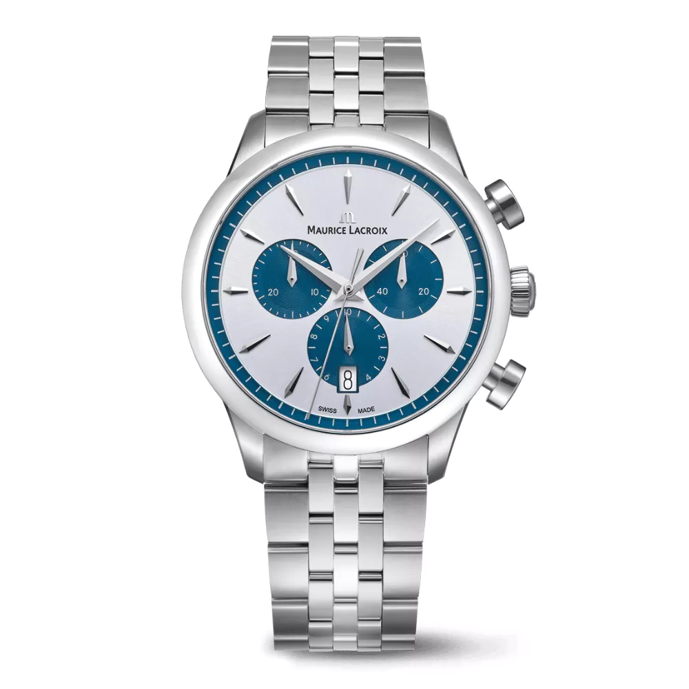 Dit is een horloge van het merk Maurice Lacroix gemaakt voor heren.
De specificaties zijn als volgt:
Kastmaat: 40 mm
Kastdikte: 10 mm
Waterdichtheid: 10 ATM / 100 Meter / 330 Feet
Dit horloge heeft de volgende functies/eigenschappen:
Chronograaf
Datumaanduiding