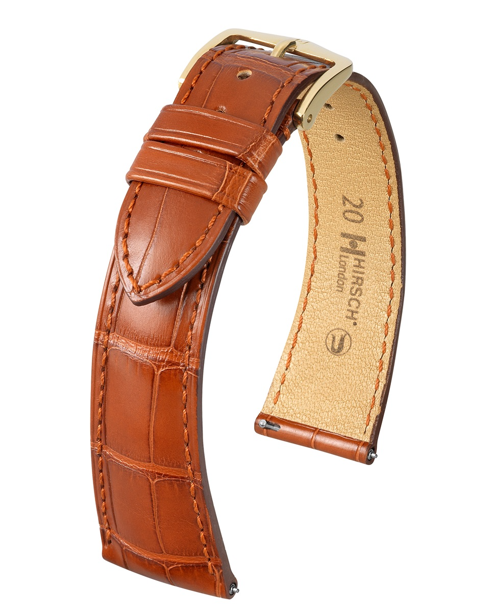 HIRSCH LONDON L GOLDEN BROWN ALLIGATOR 22/20MM