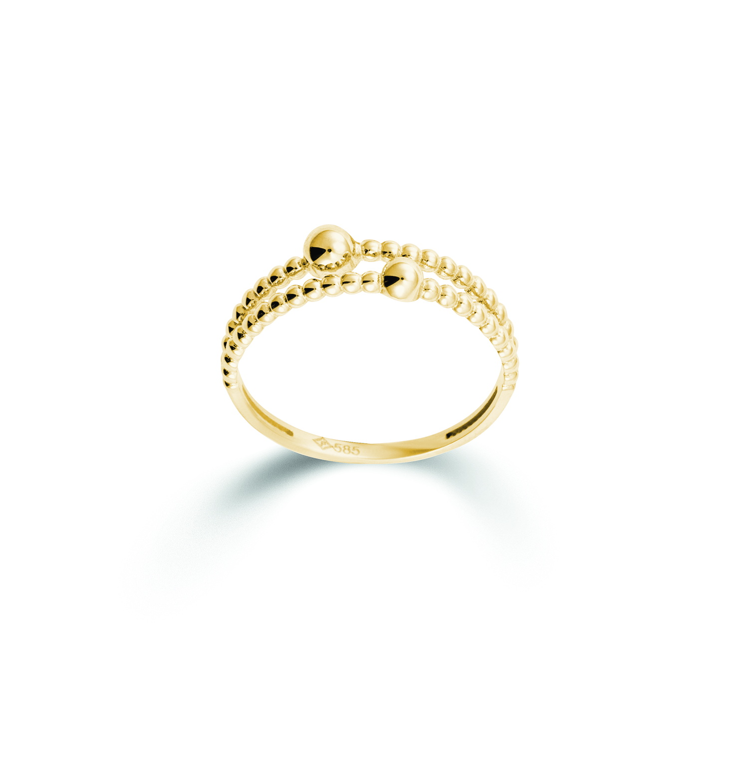 Gouden ring met bolletjes, bijpassende armband beschikbaar.