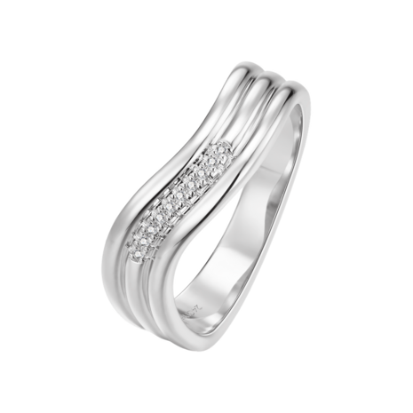 Zilveren ring Diamanti per tutti Collectie wave 0.03ct briljant