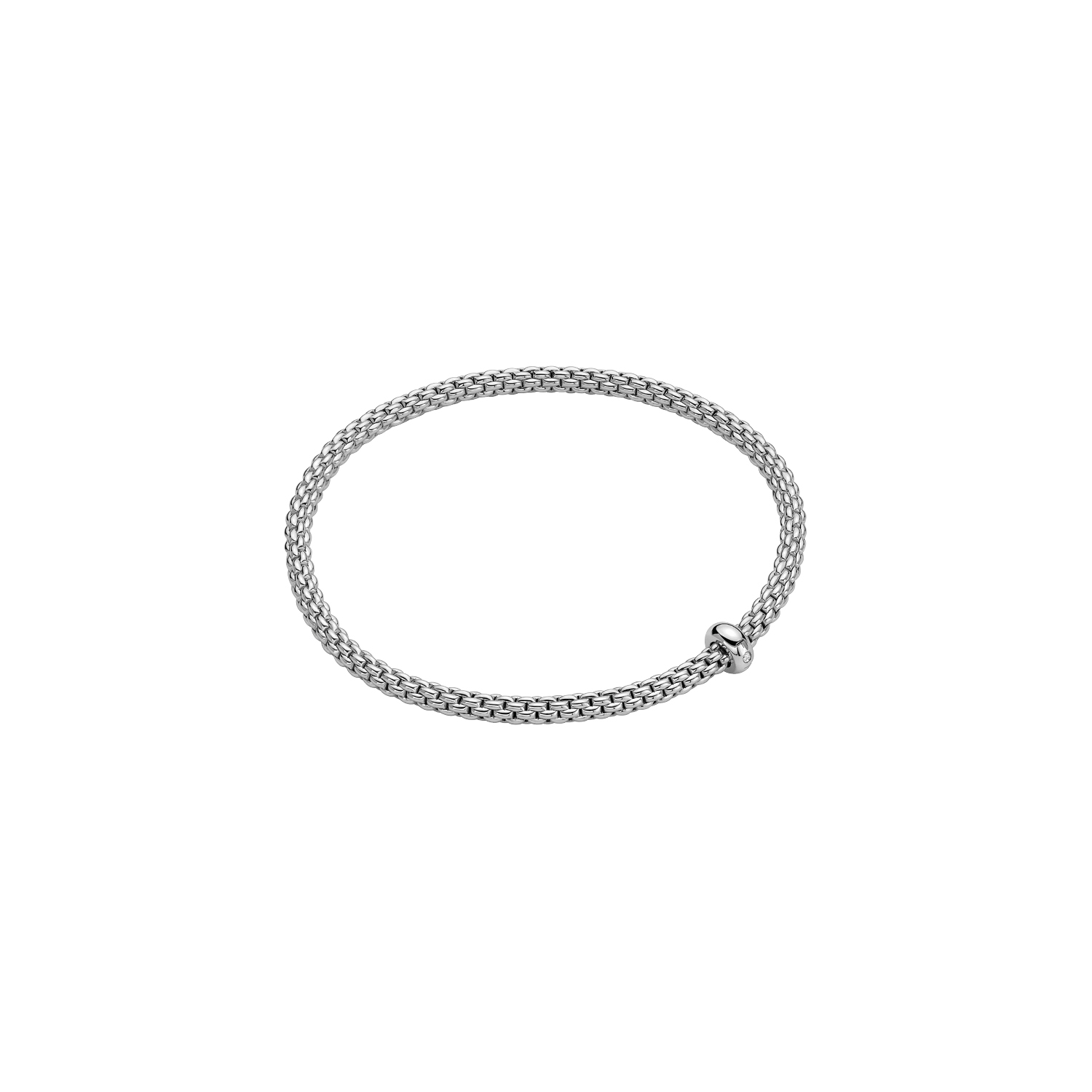 De Fope Prima Flex'it armband, modelnummer 01M08BX_BB_B_XBX_00S, is een luxe sieraad met witgoud en diamanten. Dit elegante juweel past perfect als een pronkstuk om de pols en is ideaal voor zowel dagelijkse als speciale gelegenheden. Draag het solo of combineer met andere armbanden voor een stijlvolle gelaagde look. De maat van deze armband is S (16 cm). 
