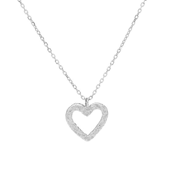 zilveren Karma collier, LILA Hammered Heart Silver