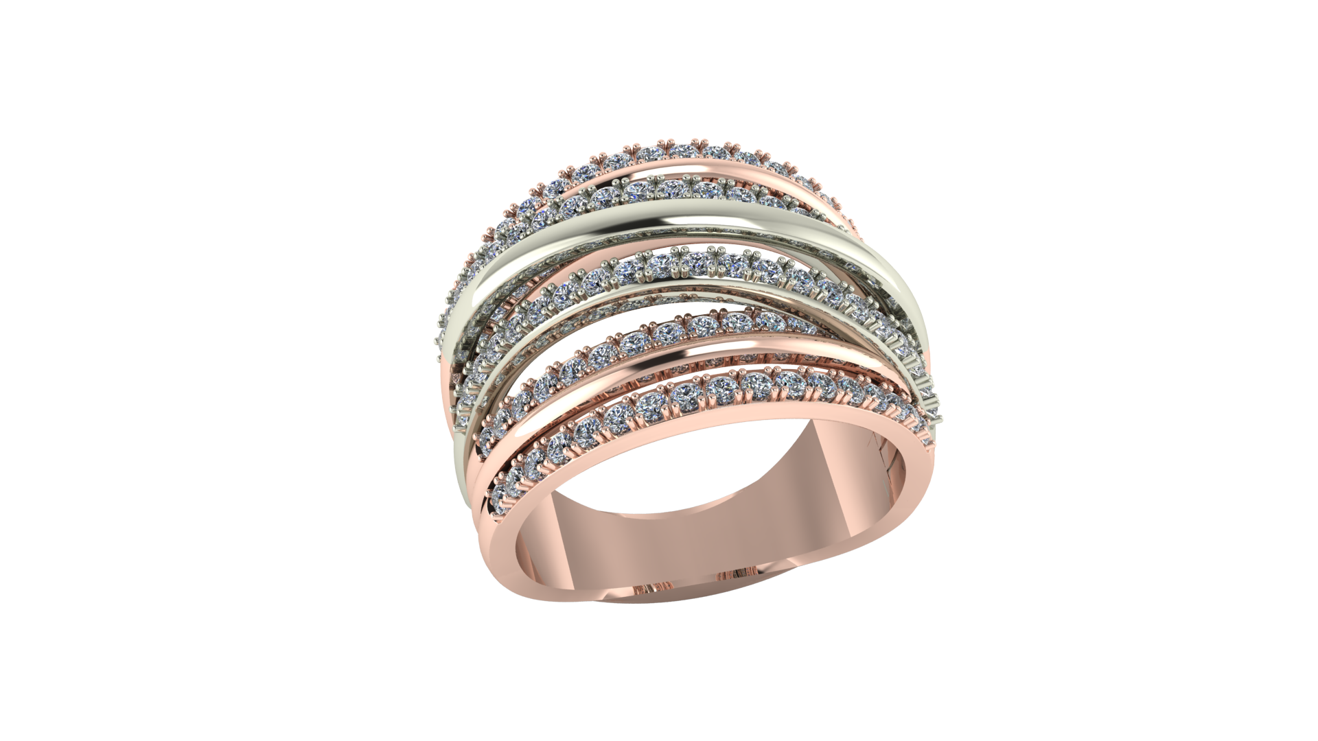 Excellent Jewelry - 14kt rood/witgouden fantasie damesring bezet met briljant geslepen diamanten - RK415327-56