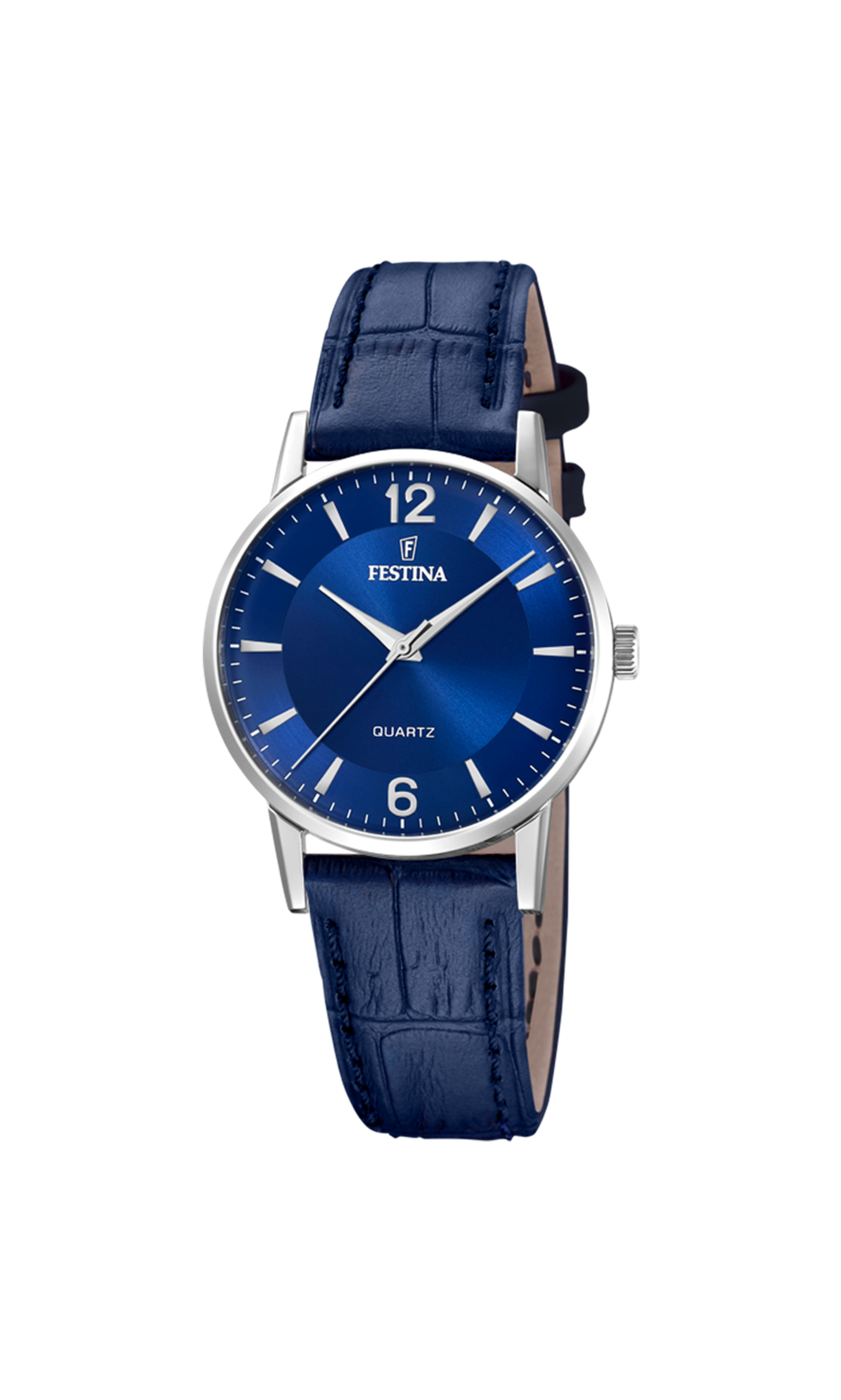 Dames Festina met lederen banden blauwe wijzerplaat