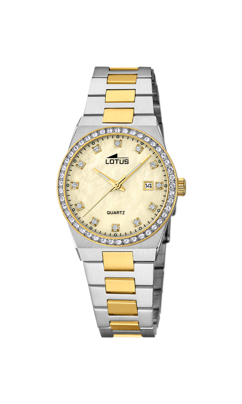 Lotus-bicolor kast en band-geelkleurige wijzerplaat-10atm