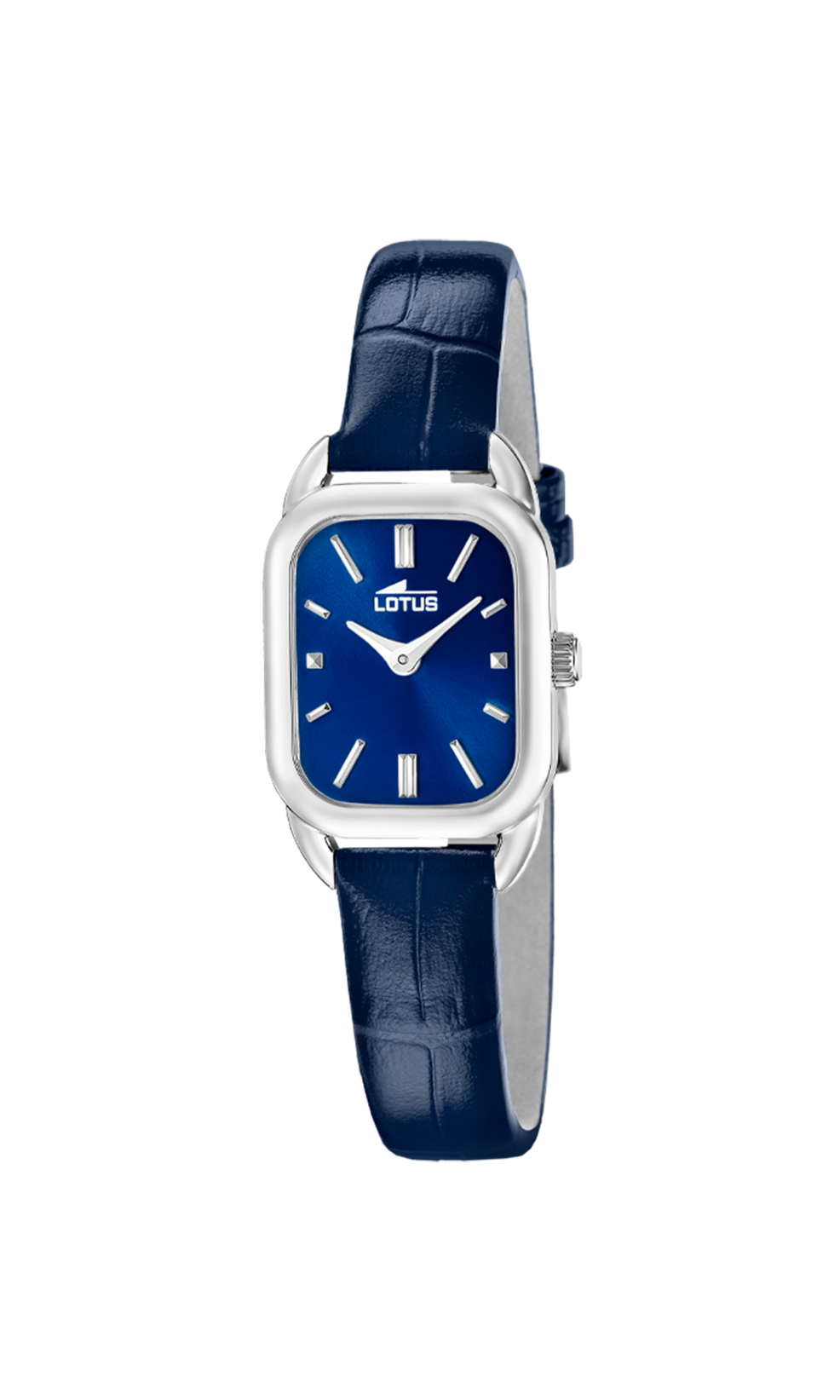 Damesuurwerk met blauw lederen band en wijzerplaat, geleverd met gratis armband.