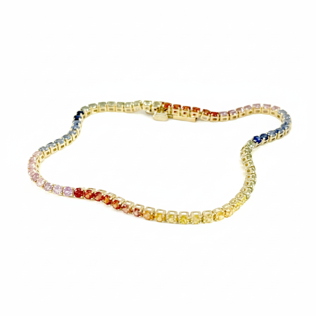 armband in 18kt geel goud gezet met prachtige natuurlijk gekleurde saffieren (2ct)