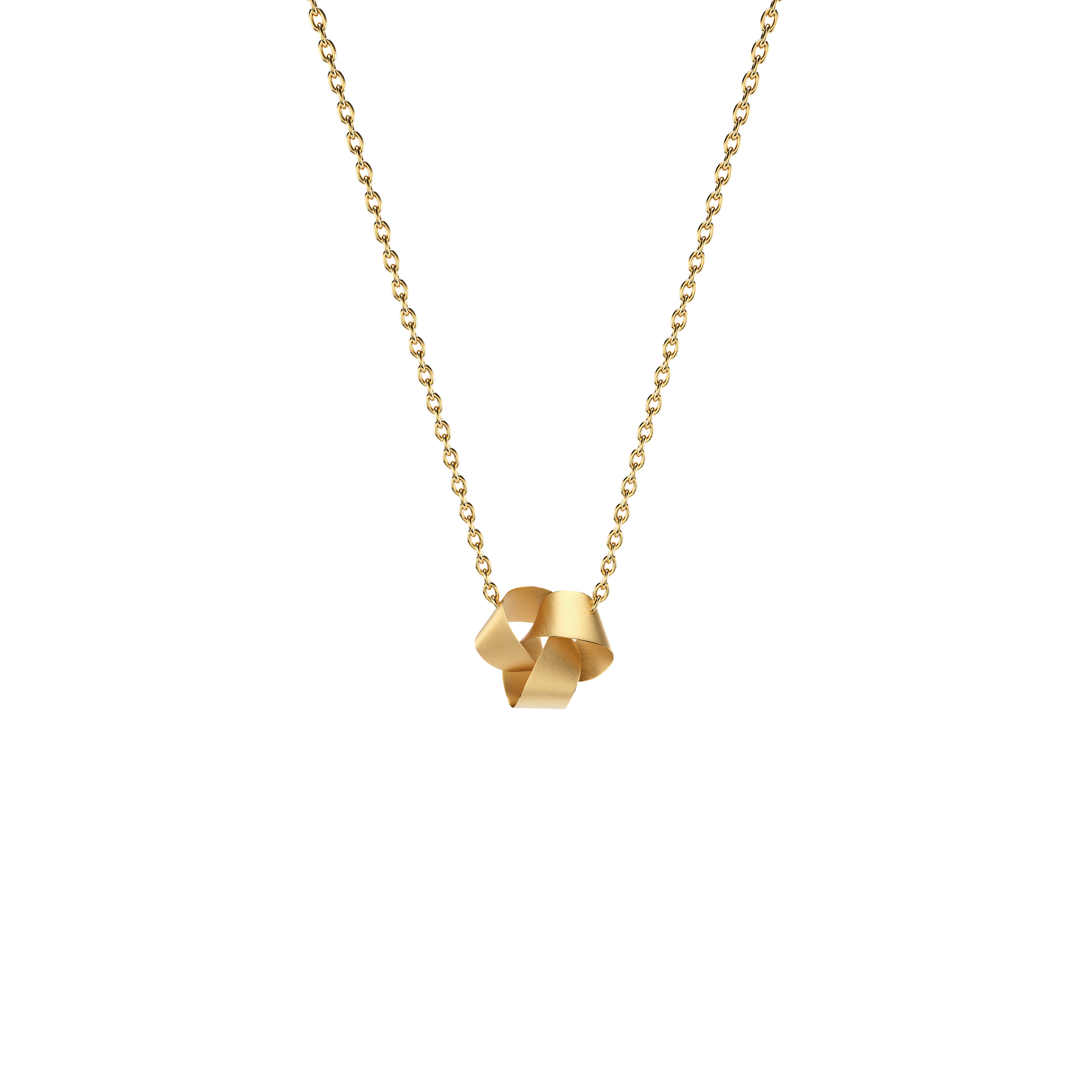 een 18 krt geelgouden collier van Niessing met Papyr hanger ertussen . lengte is 45 cm.