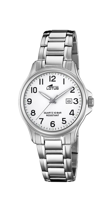 Lotus-stalen kast en band-witte wijzerplaat-10atm