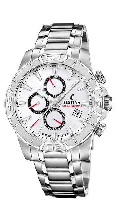 Festina-kast en band staal-grijze wijzerplaat-10atm