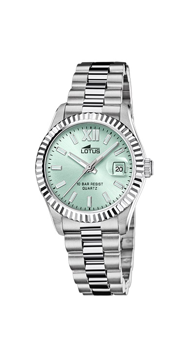 Lotus-band en kast staal-licht groene wijzerplaat-10atm