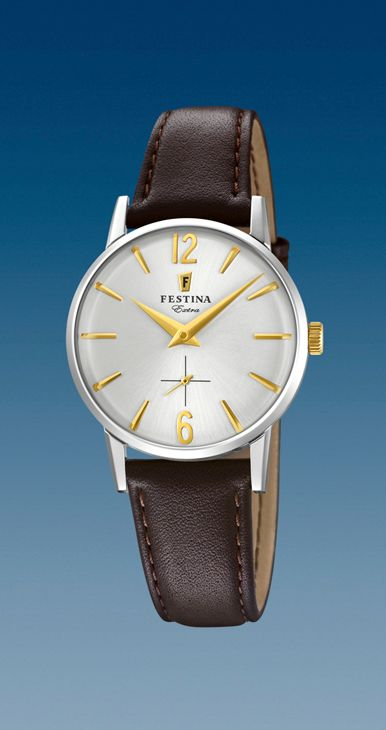 Festina retro 1948-bruine band- kast staal