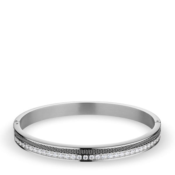  De BERING armband 628-1111-X0 uit de Arctic Symphony collectie combineert geborsteld roestvrij staal met een schitterende rij zirkonia&rsquo;s. Een subtiele mesh-textuur in het midden doet denken aan bevroren ijsvlakken en geeft het ontwerp een verfijnd detail.  De glinsterende stenen brengen licht en elegantie zonder overdaad. De zilverkleurige afwerking versterkt het gevoel van pure helderheid &ndash; ideaal voor wie houdt van ingetogen luxe.  Gemaakt van geborsteld roestvrij staal. Kleur: glanzend zilver. Zirkonia&rsquo;s en mesh-accent. Onderdeel van de Arctic Symphony collectie. 