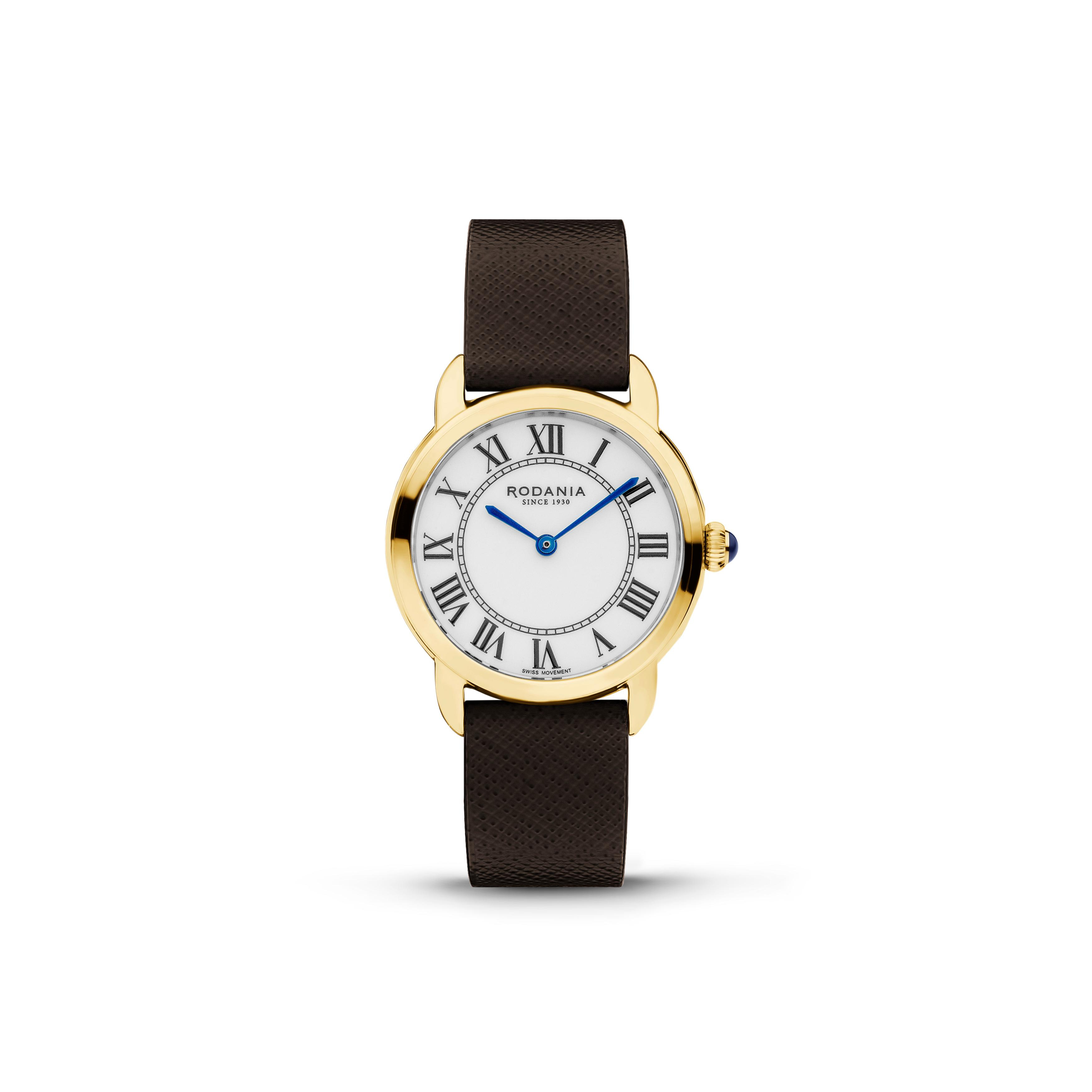 Rodania Lausanne-Ladies-geelkleurige kast -bruine leder band -5atm