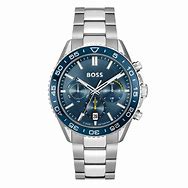 Boss-chrono-stalen band en kast-blauwe wijzerplaat-43mm-5atm