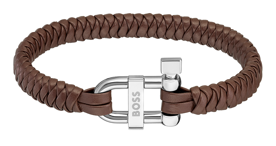 Bruin lederen armband met stalen sluiting