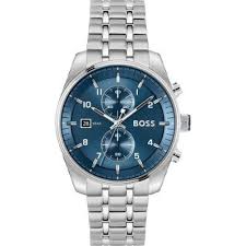 Boss Chrono-kast en band staal-blauwe wijzerplaat-44mm-5atm