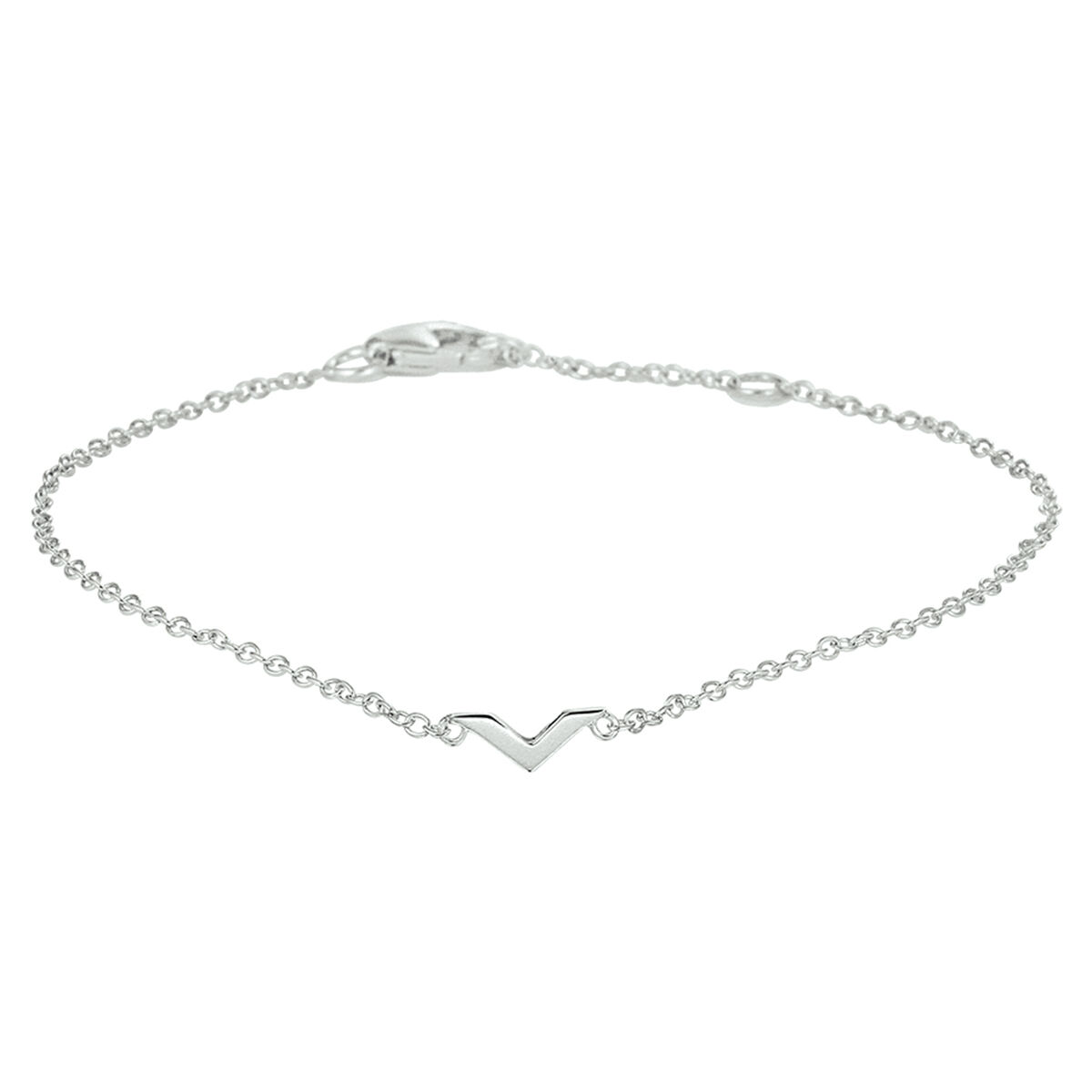 Zilveren armband V, draaglengten 16.5 ,18 en 19.5cm. 