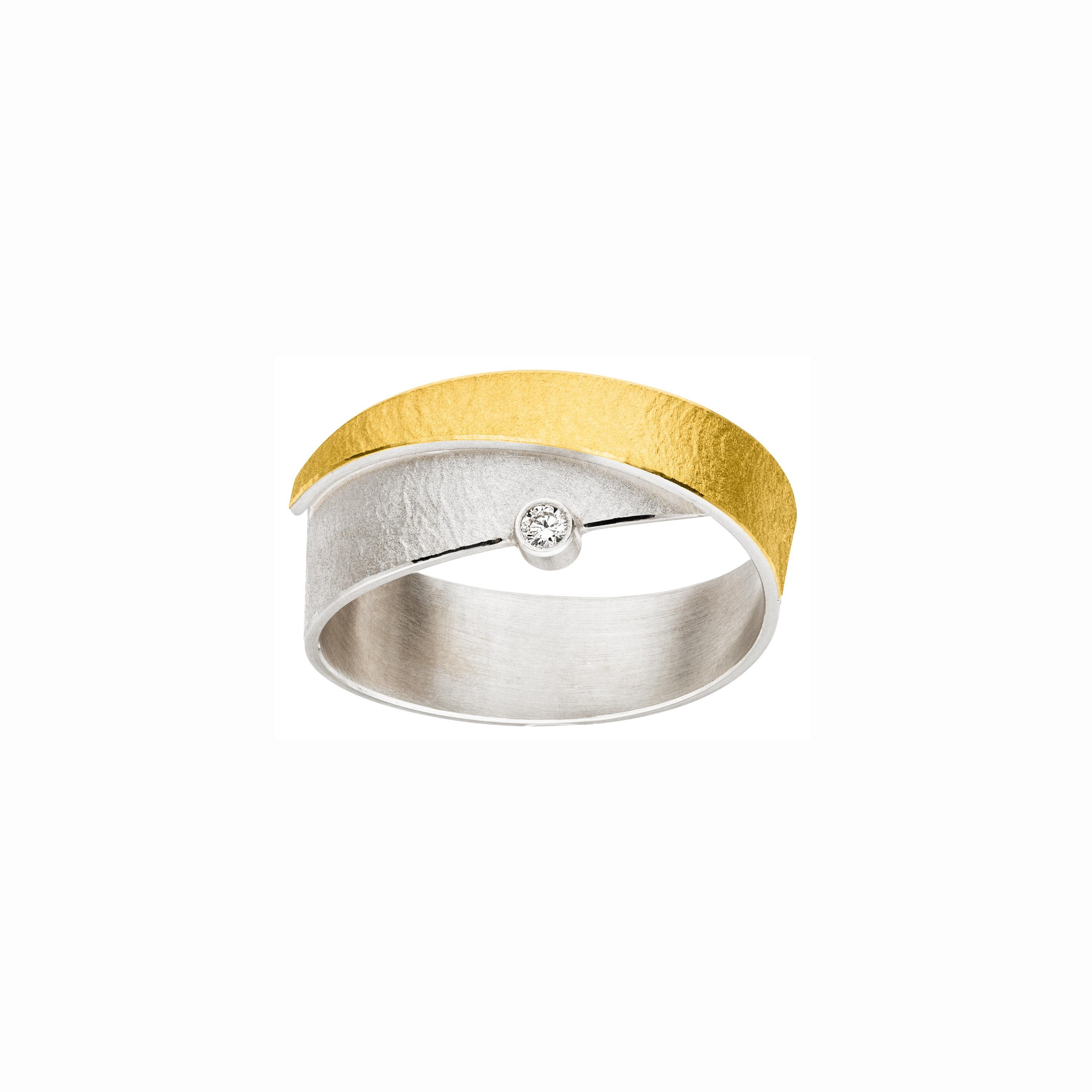 Manu Schmuck ring zilver/goud 0.03ct
