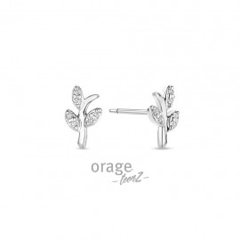Oorringen zilver blaadje met zirconia