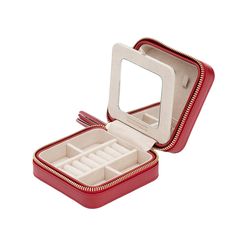 een sieraden etui voor onderweg van Wolf model Caroline in rood