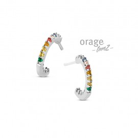 Oorringen zilver multi color cz