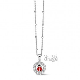 Ketting zilver met hanger lieveheersbeestje met zirconia