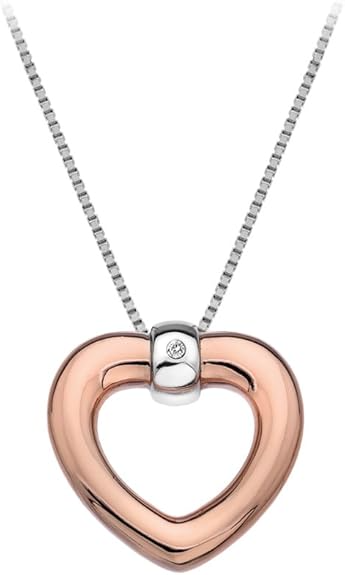 Hot Diamonds Rose Gold Plated Sterling Silver Diamond Set Heart Pendant on Chain DP518

