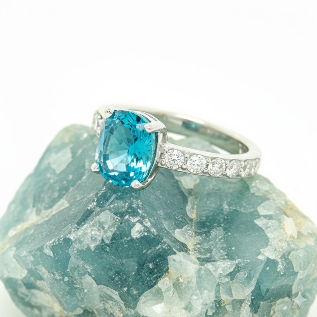 Witgouden ring. gemaakt in 18kt wit goud. 0.55ct diamant (briljant geslepen) en met een natuurlijke zircoon. Eigen unieke creatie