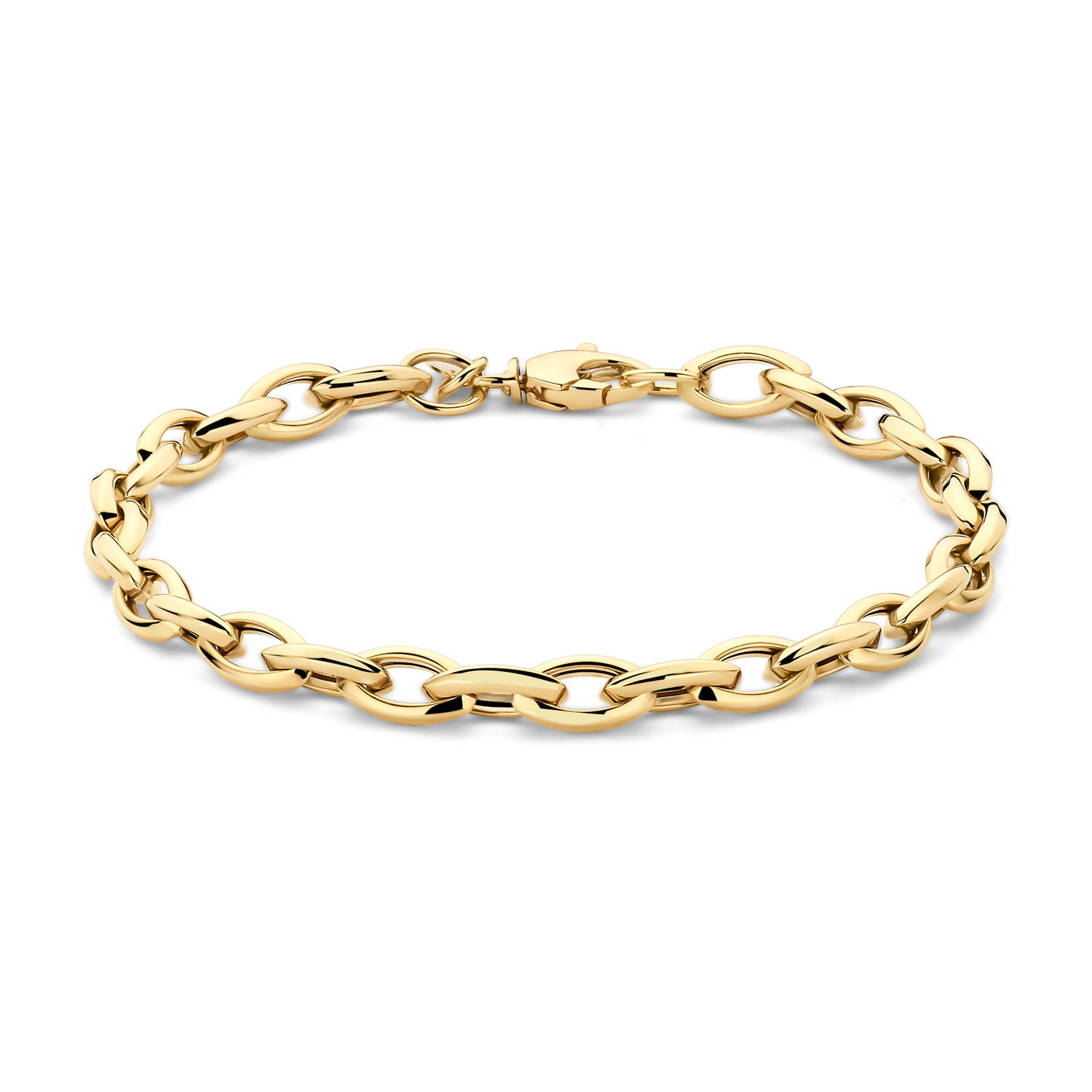 Deze geelgouden armband is gemaakt van 14 karaat geelgoud. De armband heeft een lengte van 19 cm en is voorzien van een karabijnsluiting. Perfect te combineren met zowel casual als formele outfits. 