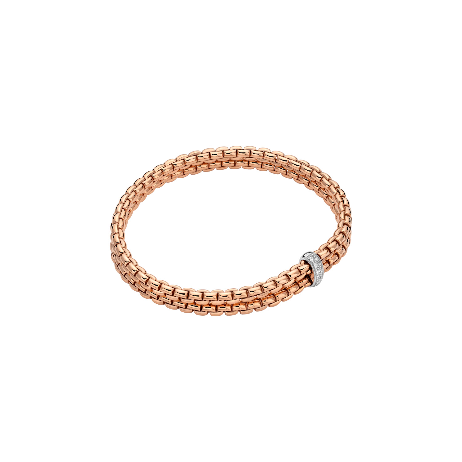 De Fope Eka Flex'it armband in ros&eacute;goud met diamanten, modelnummer 75501BX_BB_R_XBX_00S, is een verfijnde en elegante toevoeging aan elke sieradencollectie. Dit meesterwerk, gecategoriseerd als een armband, straalt luxe uit. Draag deze flexibele armband solo voor een subtiele look of combineer met andere sieraden voor een gedurfde stijl. Perfect voor elke gelegenheid. De maat van deze armband is S (16 cm). 