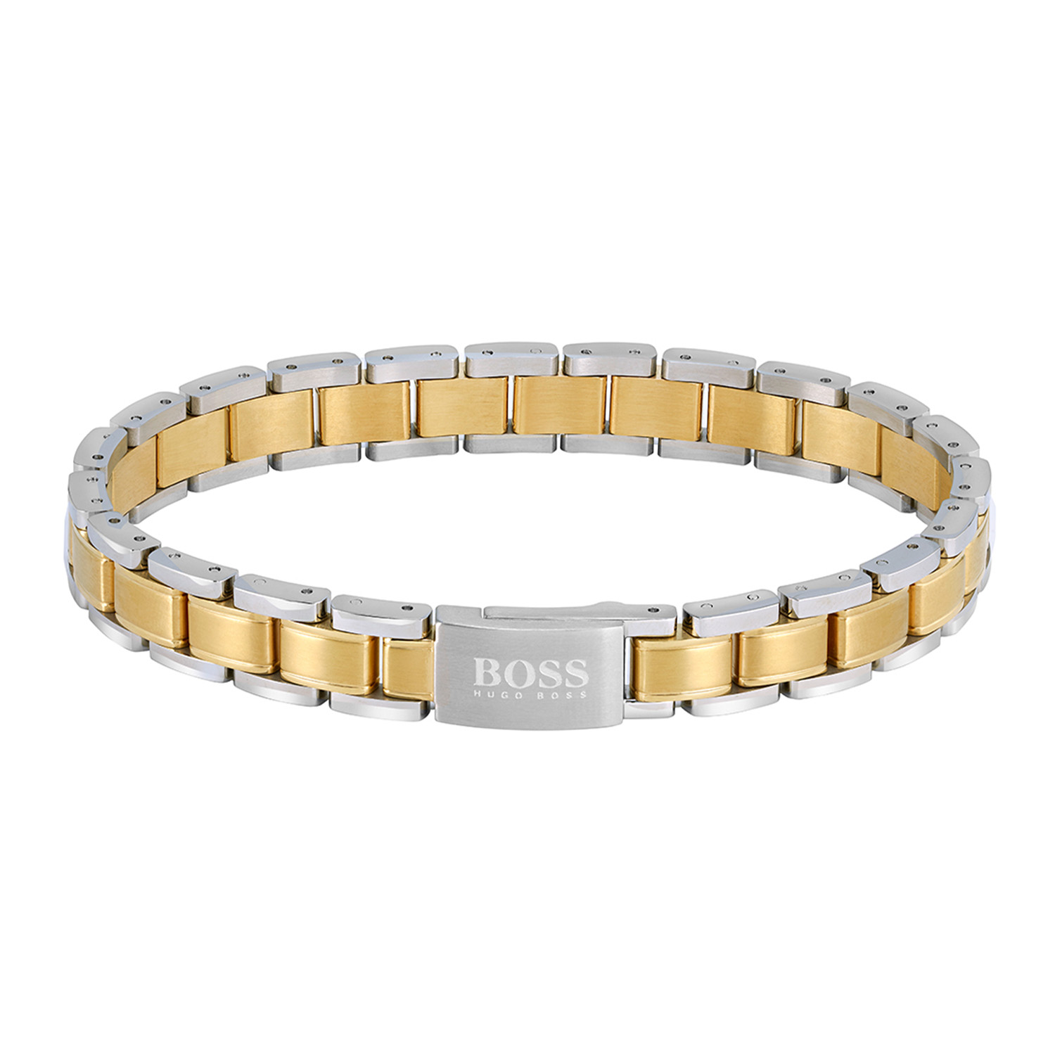 BOSS JEWELS HBJ1580195 METAL LINK ESSENTIALS Mannen Armband 20cm
Deze armband van BOSS uit de METAL LINK ESSENTIALS serie met artikelnr. HBJ1580195 is een stijlvol sieraad voor de echte BOSS klant. De stalen bicolor schakelarmband toont als een horlogeband en heeft glimmende en matte schakels. Deze strakke armband heeft een magneetsluiting en een lengte van 20cm. Zeker goed te combineren met de bijpassende sieraden van BOSS.

Het merk: HUGO BOSS is afgestemd op levensstijlen waar het gaat om kwaliteit en precisie. Het wereldwijde fashionlabel is verdeeld in twee merken: BOSS en HUGO. Het merk BOSS biedt geavanceerde, moderne horloges gericht op kwaliteit en design om een onberispelijke look te cre&euml;ren &ndash; of het nu zakelijk, casual of sportief is. Ontdek de nieuwe horlogecollectie die bewijst dat details echt het verschil maken.

 Specificaties:
- Artikelnr: HBJ1580195
- Schakelarmband
- Materiaal: Staal
- Bicolor
- Lengte: 20cm