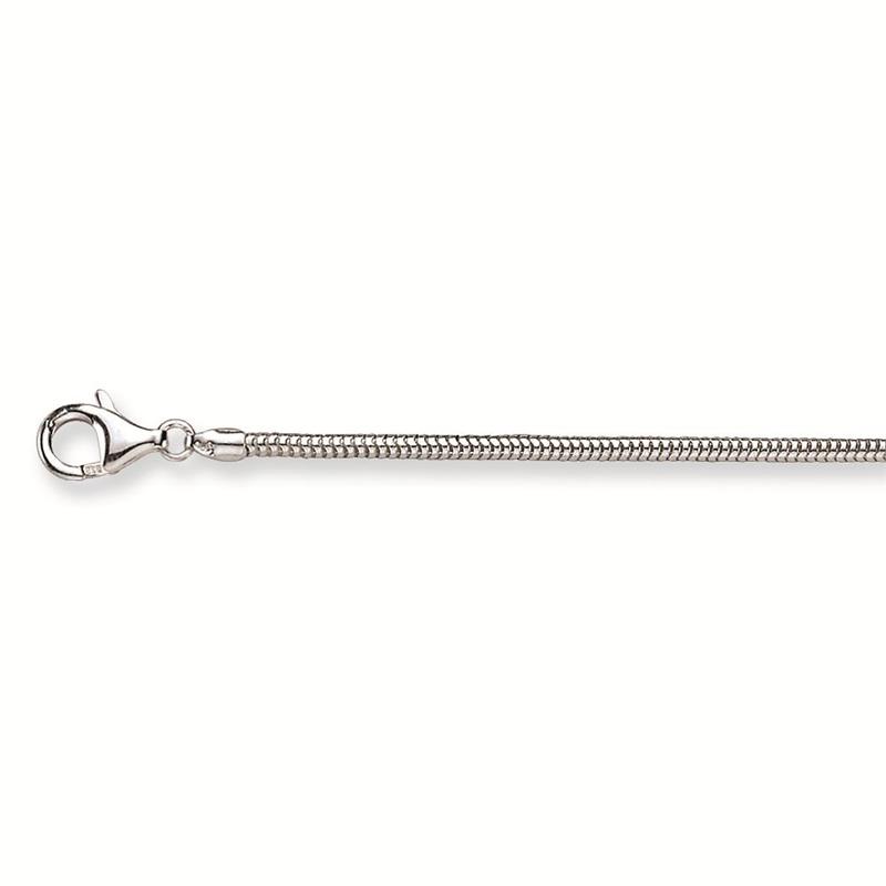 Gerhodineerd Sterling zilveren lengte collier in een slang schakel uitvoering met een dikte van 2.4mm en een lengte van 60cm. Het collier is voorzien van een stevig karabijnslot.