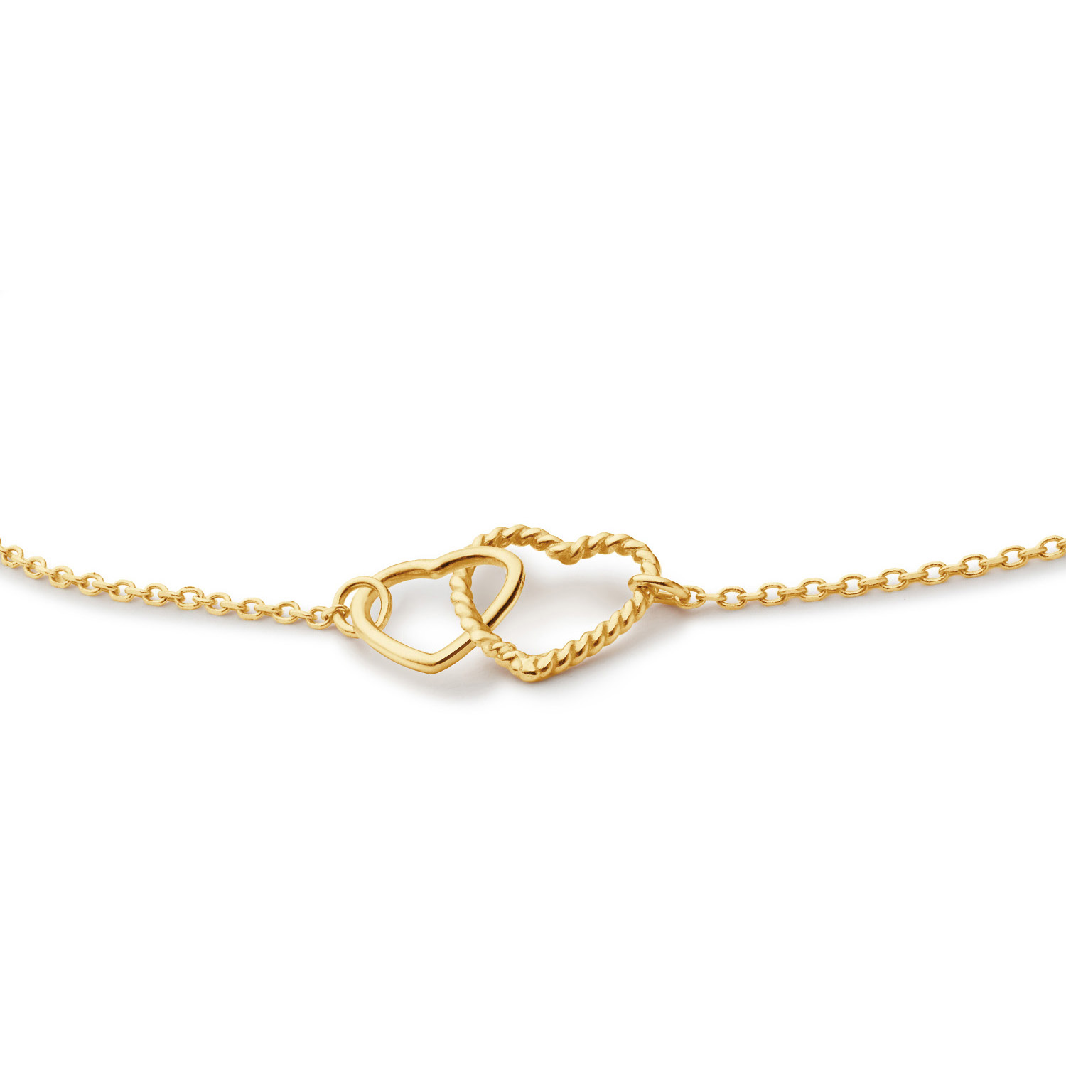 Dit is mijn nieuwe variant van de Double Heart: Connected love! Deze ketting heeft wederom twee harten die in elkaar geweven zitten. Het verschil is de structuur van de harten. &Eacute;&eacute;n van de twee is voorzien van een bewerking.

"Memories from Amsterdam. 
De stad waar de grachten fluisteren, kunst ademt en verhalen overal voelbaar zijn. Voor deze fall/winter collectie liet ik me inspireren door het Amsterdam van toen en nu. Een ode aan 750 jaar stadsglorie &eacute;n 5 jaar Jackie. Elk sieraad, van de verfijnde Vermeer ketting tot de statement Canal Ring vertelt een verhaal. Handgemaakt van gerecycled 14 karaat goud, met echte edelstenen en zoetwaterparels. "

- 14 Karaat Goud
- Collier 45cm