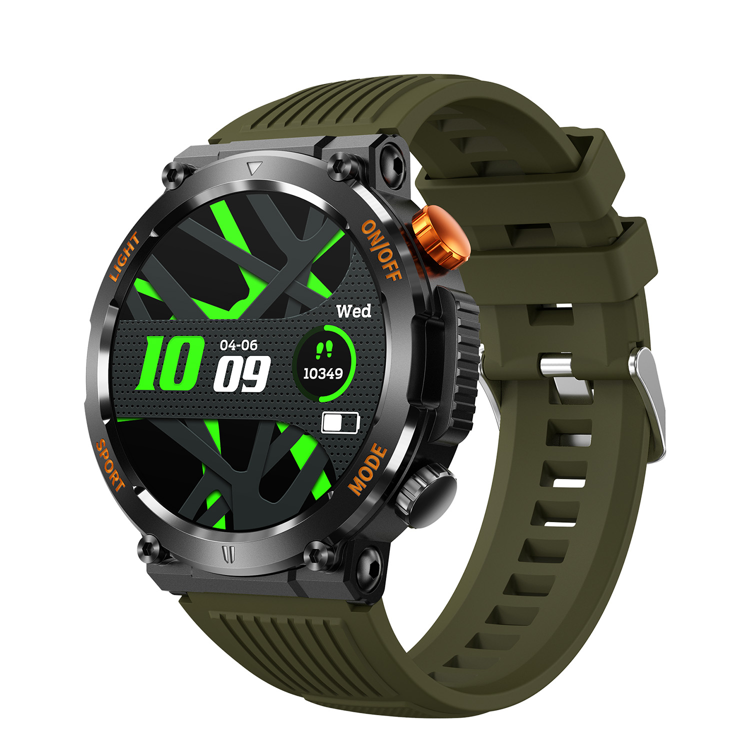 SMARTY2.0 SW077D Smartwatch Alloy Siliconen 48mm Dit Smarty Smartwatch horloge met nr: SW077A is een stap in de toekomst. De zwarte kast is gemaakt van metaal met een gehard glas. Aan de kast zit een groene siliconen band met een gespsluiting. Het ronde horloge heeft een afmeting van 48mm en is spatwaterdicht. In de rand van de kast vallen de rode letters op, evenals de rode drukknop. Deze smartwatch is sportief, stijlvol, maar zeker gebruiksvriendelijk. Om door apps, berichten en tekst te bladeren hoeft je alleen maar op het glas te tikken of de knop te gebruiken. Merk: SMARTY2.0 Smartwatches verbinden je met de wereld. SMARTY2.0 biedt een brede keuze aan vormen en functionaliteiten. Een ronde of rechthoekige smartwatch? Eentje voor de smalle pols? Een ladies watch of een kids watch? SMARTY2.0 heeft het allemaal. De keuze qua functionaliteiten is onuitputtelijk: bluetooth bellen, stappenteller, hartslag- en bloeddrukmeter, meerdere verschillende sporttrackers, menstruatie en ovulatie herinneringen, ingebouwde GPS, vind mijn smartphone en heel veel meer. Maak je eigen keuze. Iedere SMARTY werkt zowel met iOS als met Android en is moeiteloos via een QR-code te koppelen met iedere mobiele telefoon. Misschien wel d&eacute; makkelijkste smartwatch voor iedereen. SMARTY2.0 staat voor hoge kwaliteit in een betaalbaar prijssegment: &euro; 79 - &euro; 199. Highlights: - Geschikt voor Android en iOS - De Smartwatch heeft Bluetooth call - Hoge batterij efficientie - 24 uur hartritme meting - Bevat smart music - Door de verschillende meters en tellers is het mogelijk om onder andere de hartslag, stappen, snelheid, slaap, luchtdruk, stress, hoogte- en diepte te meten - D.m.v. de ingebouwde GPS, is het mogelijk om offline te navigeren en achteraf je route terug te kijken (zonder dat de telefoon in de buurt is) - Stof,- Waterdichtheid: IP68