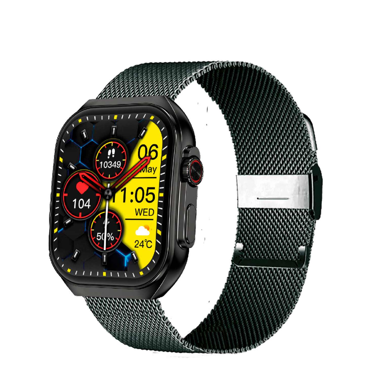 SMARTY2.0 SW090E Smartwatch Alloy Siliconen 50x41mm
Dit Smarty Smartwatch horloge met nr: SW090E is een stap in de toekomst. Door zijn Ultra Amoled scherm is het beeld vele malen scherper en intenser. De zwarte kast is gemaakt van aluminium met een gehard glas. Aan de kast zit een zwarte milanese band met een druksluiting. Het rechthoekige horloge heeft een afmeting van 50x41x11,5mm en is spatwaterdicht. Deze smartwatch is sportief, stijlvol, maar zeker gebruiksvriendelijk. Om door apps, berichten en tekst te bladeren hoeft je alleen maar op het glas te tikken of de knop te gebruiken. Tevens heeft het een Find my watch functie.

Merk:
SMARTY2.0
Smartwatches verbinden je met de wereld. 
SMARTY2.0 biedt een brede keuze aan vormen en functionaliteiten. Een ronde of rechthoekige smartwatch? Eentje voor de smalle pols? Een ladies watch of een kids watch?  SMARTY2.0 heeft het allemaal.
De keuze qua functionaliteiten is onuitputtelijk: bluetooth bellen, stappenteller, hartslag- en bloeddrukmeter,  meerdere verschillende sporttrackers, menstruatie en ovulatie herinneringen, ingebouwde GPS, vind mijn smartphone en heel veel meer. Maak je eigen keuze.
Iedere SMARTY werkt zowel met iOS als met Android en is moeiteloos via een QR-code te koppelen met iedere mobiele telefoon. Misschien wel d&eacute; makkelijkste smartwatch voor iedereen.
SMARTY2.0 staat voor hoge kwaliteit in een betaalbaar prijssegment: &euro; 79 - &euro; 199.

Highlights:
- Geschikt voor Android en iOS  
- De Smartwatch heeft Bluetooth call 
- Hoge batterij efficientie
- 24 uur hartritme meting
- Bevat smart music en mini games
- Door de verschillende meters en tellers is het mogelijk om onder andere de hartslag, stappen, snelheid, slaap, luchtdruk, stress, hoogte- en diepte te meten
- D.m.v. de ingebouwde GPS, is het mogelijk om offline te navigeren en achteraf je route terug te kijken (zonder dat de telefoon in de buurt is)
- Stof,- Waterdichtheid: IP68