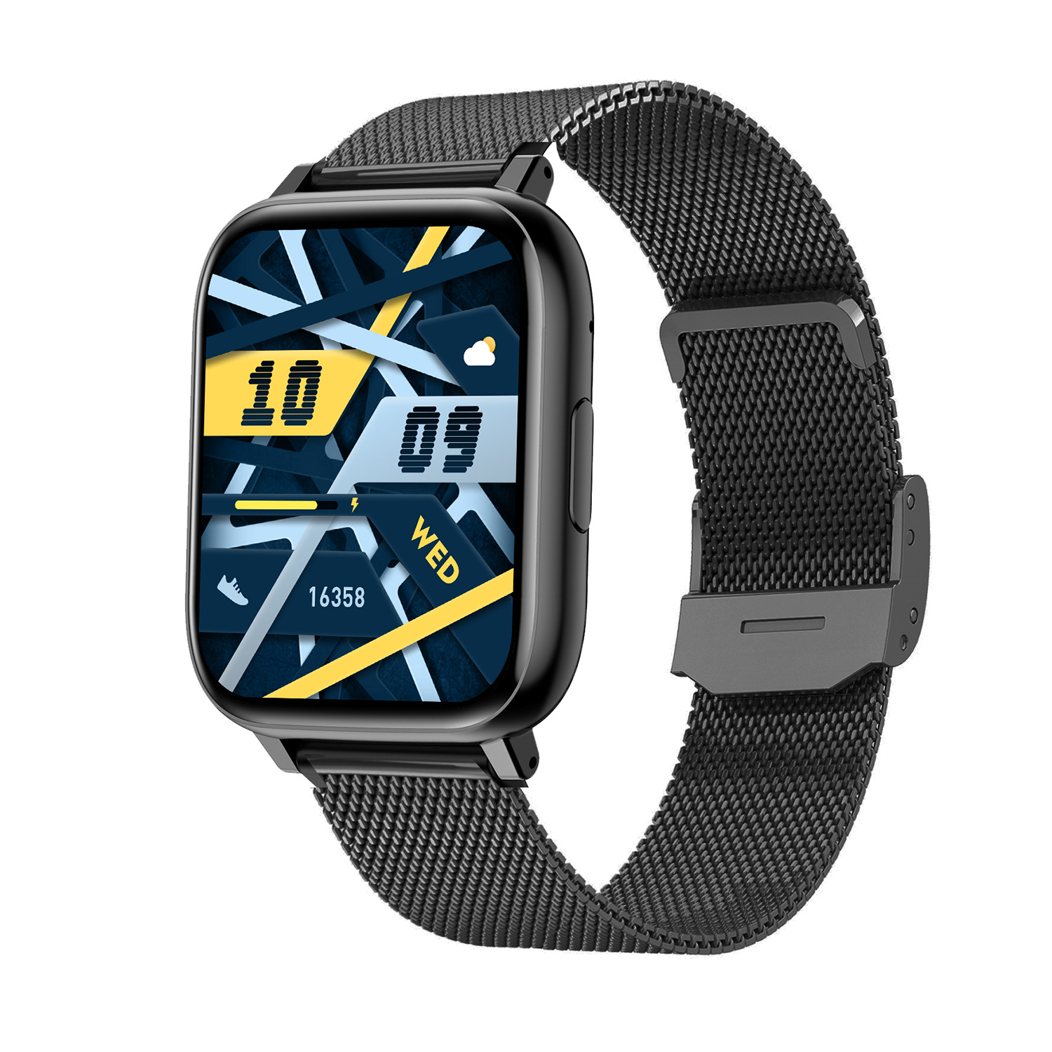 SMARTY2.0 SW105D 
Dit Smarty Smartwatch horloge is een stap in de toekomst. Door zijn Amoled scherm is het beeld vele malen scherper en intenser. De zwarte kast is gemaakt van aluminium met een gehard glas. Aan de kast zit een zwarte mesh band met een druksluiting. Het rechthoekige horloge heeft een afmeting van 42x36x10mm en is spatwaterdicht. Deze smartwatch is sportief, stijlvol, maar zeker gebruiksvriendelijk. Om door apps, berichten en tekst te bladeren hoeft je alleen maar op het glas te tikken of de knop te gebruiken. Tevens heeft het een Find my watch functie.

Merk:
SMARTY2.0 Smartwatches verbinden je met de wereld. 
SMARTY2.0 biedt een brede keuze aan vormen en functionaliteiten. Een ronde of rechthoekige smartwatch? Eentje voor de smalle pols? Een ladies watch of een kids watch?  SMARTY2.0 heeft het allemaal.
De keuze qua functionaliteiten is onuitputtelijk: bluetooth bellen, stappenteller, hartslag- en bloeddrukmeter,  meerdere verschillende sporttrackers, menstruatie en ovulatie herinneringen, ingebouwde GPS, vind mijn smartphone en heel veel meer. Maak je eigen keuze.
Iedere SMARTY werkt zowel met iOS als met Android en is moeiteloos via een QR-code te koppelen met iedere mobiele telefoon. Misschien wel d&eacute; makkelijkste smartwatch voor iedereen.
SMARTY2.0 staat voor hoge kwaliteit in een betaalbaar prijssegment: &euro; 79 - &euro; 199.

Highlights:
- Geschikt voor Android en iOS  
- De Smartwatch heeft Bluetooth call 
- Hoge batterij efficientie
- 24 uur hartritme meting
- Bevat smart music en mini games
- Door de verschillende meters en tellers is het mogelijk om onder andere de hartslag, stappen, snelheid, slaap, luchtdruk, stress, hoogte- en diepte te meten
- D.m.v. de ingebouwde GPS, is het mogelijk om offline te navigeren en achteraf je route terug te kijken (zonder dat de telefoon in de buurt is)
- Stof,- Waterdichtheid: IP68