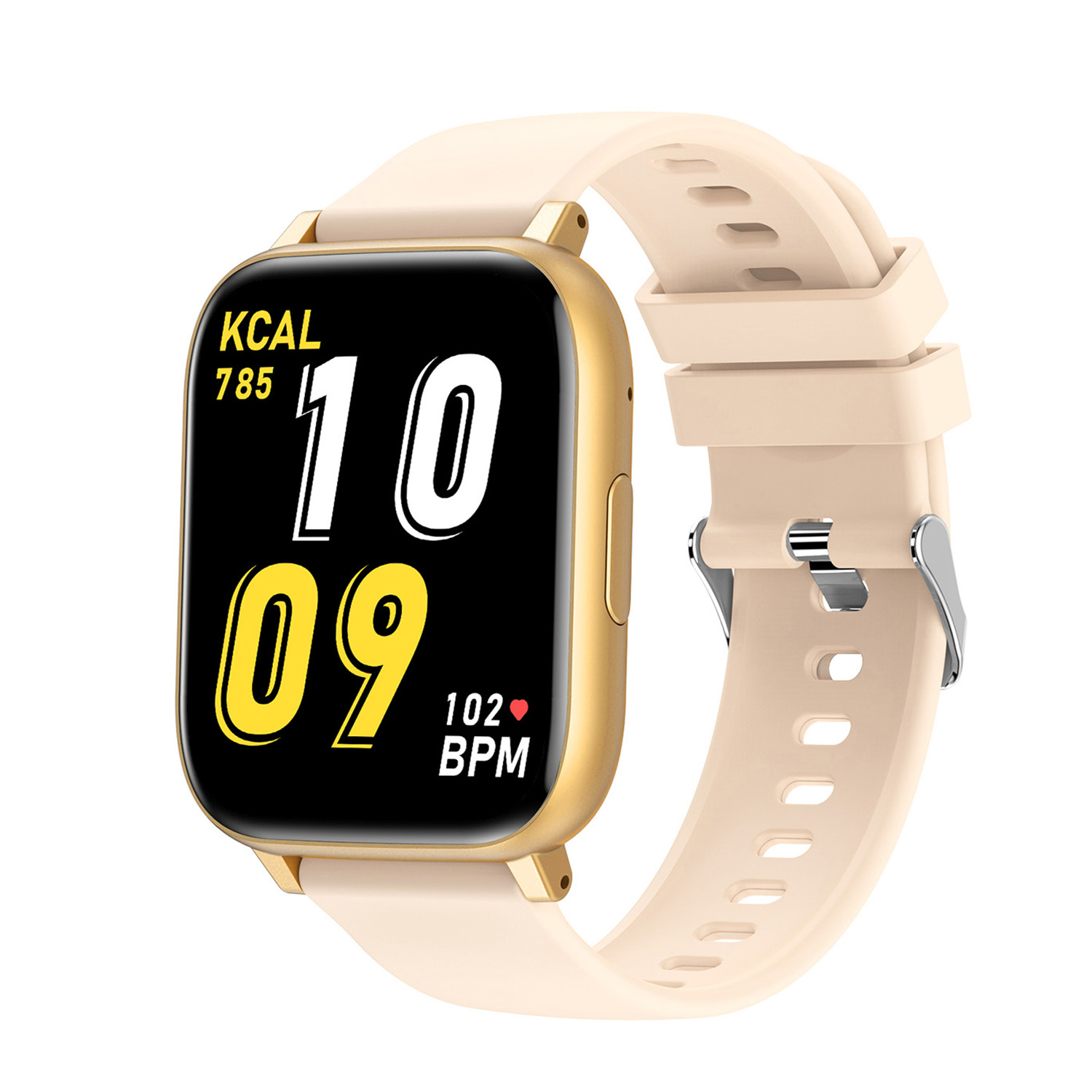 SMARTY2.0 SW105G  
Dit Smarty Smartwatch horloge is een stap in de toekomst. Door zijn Amoled scherm is het beeld vele malen scherper en intenser. De goudkleurige kast is gemaakt van aluminium met een gehard glas. Aan de kast zit een beige siliconen band met een gespsluiting. Het rechthoekige horloge heeft een afmeting van 42x36x10mm en is spatwaterdicht. Deze smartwatch is sportief, stijlvol, maar zeker gebruiksvriendelijk. Om door apps, berichten en tekst te bladeren hoeft je alleen maar op het glas te tikken of de knop te gebruiken. Tevens heeft het een Find my watch functie.

Merk:
SMARTY2.0 Smartwatches verbinden je met de wereld. 
SMARTY2.0 biedt een brede keuze aan vormen en functionaliteiten. Een ronde of rechthoekige smartwatch? Eentje voor de smalle pols? Een ladies watch of een kids watch?  SMARTY2.0 heeft het allemaal.
De keuze qua functionaliteiten is onuitputtelijk: bluetooth bellen, stappenteller, hartslag- en bloeddrukmeter,  meerdere verschillende sporttrackers, menstruatie en ovulatie herinneringen, ingebouwde GPS, vind mijn smartphone en heel veel meer. Maak je eigen keuze.
Iedere SMARTY werkt zowel met iOS als met Android en is moeiteloos via een QR-code te koppelen met iedere mobiele telefoon. Misschien wel d&eacute; makkelijkste smartwatch voor iedereen.
SMARTY2.0 staat voor hoge kwaliteit in een betaalbaar prijssegment: &euro; 79 - &euro; 199.

Highlights:
- Geschikt voor Android en iOS  
- De Smartwatch heeft Bluetooth call 
- Hoge batterij efficientie
- 24 uur hartritme meting
- Bevat smart music en mini games
- Door de verschillende meters en tellers is het mogelijk om onder andere de hartslag, stappen, snelheid, slaap, luchtdruk, stress, hoogte- en diepte te meten
- D.m.v. de ingebouwde GPS, is het mogelijk om offline te navigeren en achteraf je route terug te kijken (zonder dat de telefoon in de buurt is)
- Stof,- Waterdichtheid: IP68