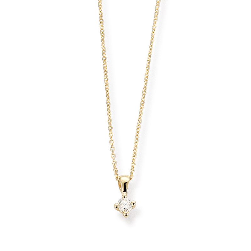 Gouden collier met hanger van briljant 0,05 ct. in chaton zetting 