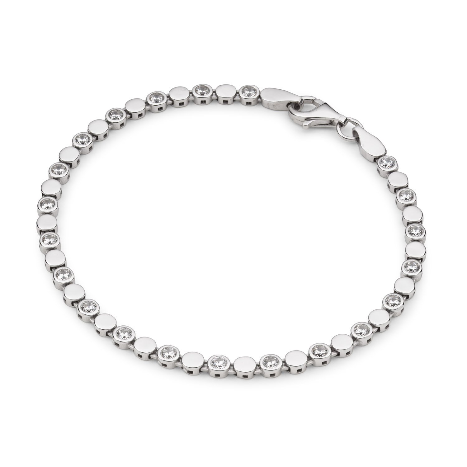 Zilveren armband van het merk GLOW met zirkonia steentjes. 